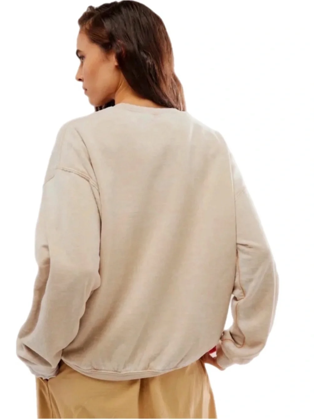 Free People Tricia Fix Fruit Crew Size Small Sand Cherry Combo NWOT
